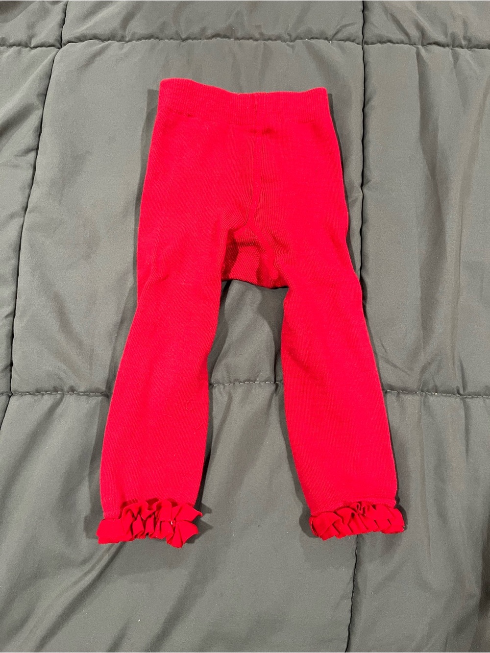 Footless Ruffle Tights - Red